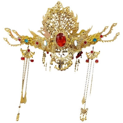 古装头饰清朝娃娃凤冠金色材料包