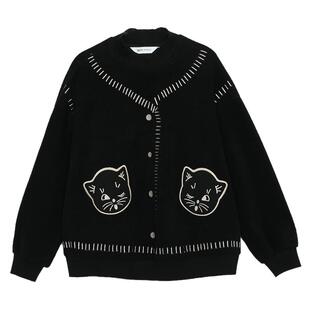 MOVEUP幻走2024冬季新款.FUN系列假两件小高领绣花短款卫衣女加厚