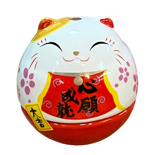 福缘猫日本招财猫不倒翁陶瓷小摆件开运招福日式桌面装饰创意礼物