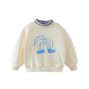 [新年]齐齐熊宝宝加绒卫衣男童红色半高领儿童假两件新年拜年服冬