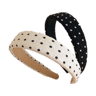 韩国黑白波点布艺简约儿童发箍可爱百搭女孩压发头箍洋气宽边发饰