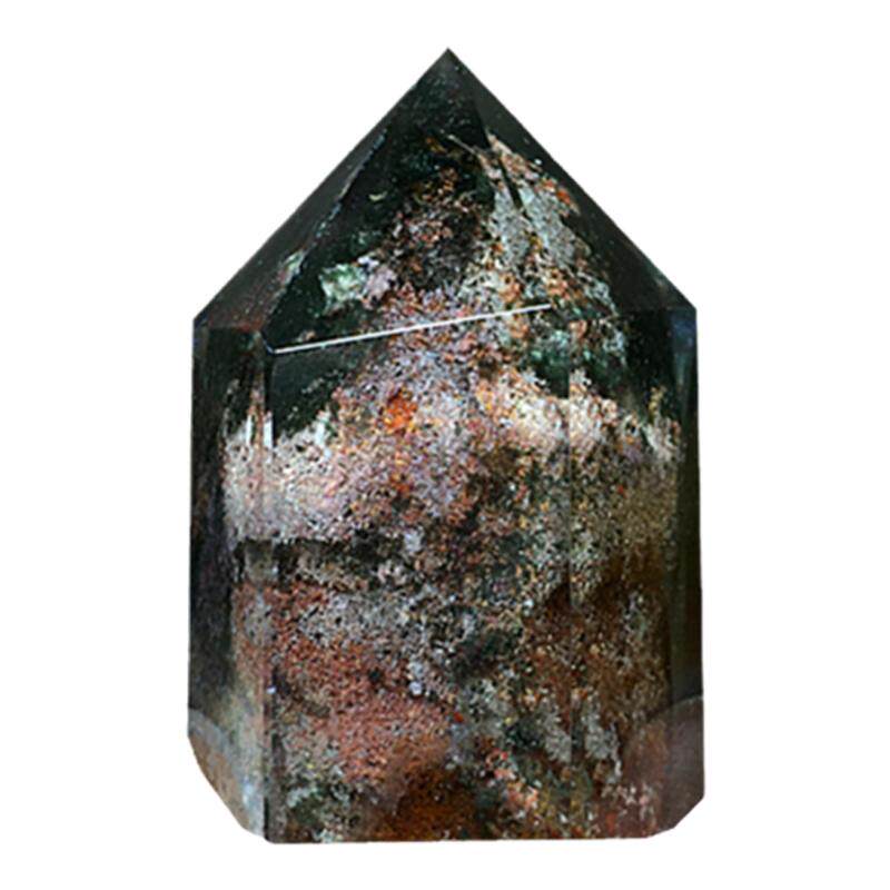 天然绿幽灵柱水晶千层金字塔摆件