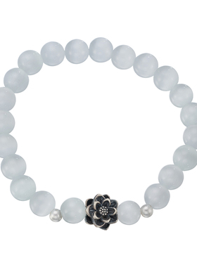 顺庆银楼女999银做旧莲花手串