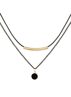 花迹黑色项链女夏设计感双层叠戴短款颈链潮冷淡风甜酷锁骨链