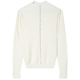 白鹿语法式纯色钉珠半高领内搭外穿针织衫25秋冬新款打底百搭上衣