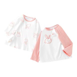 女童长袖t恤夏季薄款儿童2026新款纯棉女宝宝夏装上衣空调服睡衣