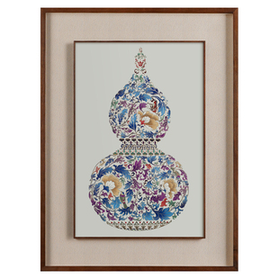 福禄临门入户玄关铜雕画中式客厅装饰画背景墙挂画手工雕刻铜版画