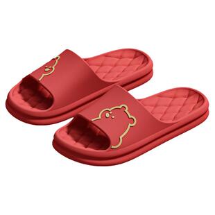 利达妮结婚拖鞋喜庆红色一对高级感情侣夏季晨袍洗澡防滑新婚凉拖