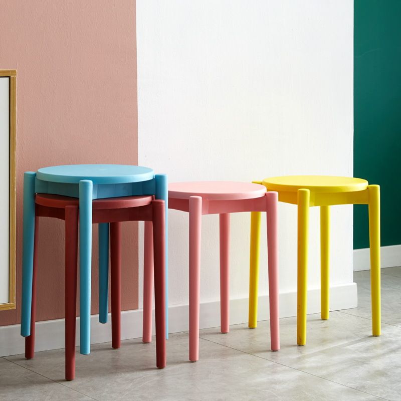 塑料圆凳家用客厅可叠放简约彩色胶现代餐桌椅成人熟脚凳高板凳