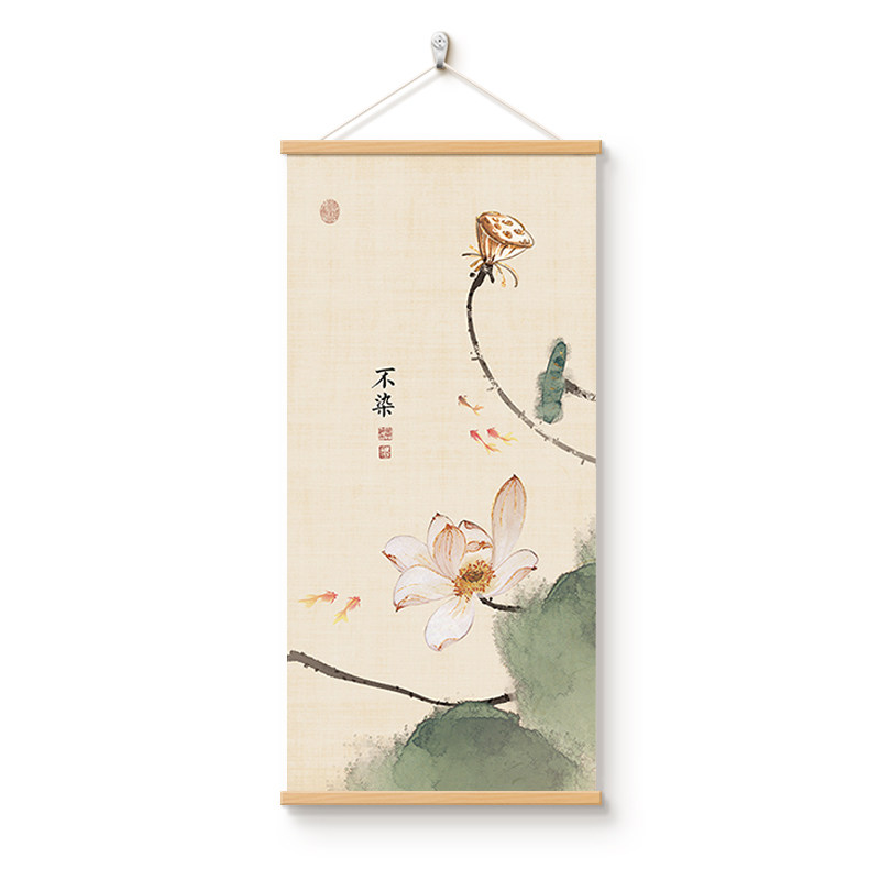 荷花玄关装饰画新中式茶室挂画