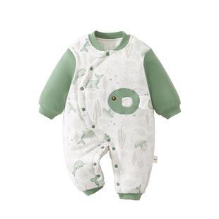 婴儿衣服秋冬季夹棉连体衣婴幼儿宝宝冬装男宝保暖哈衣外出服加厚