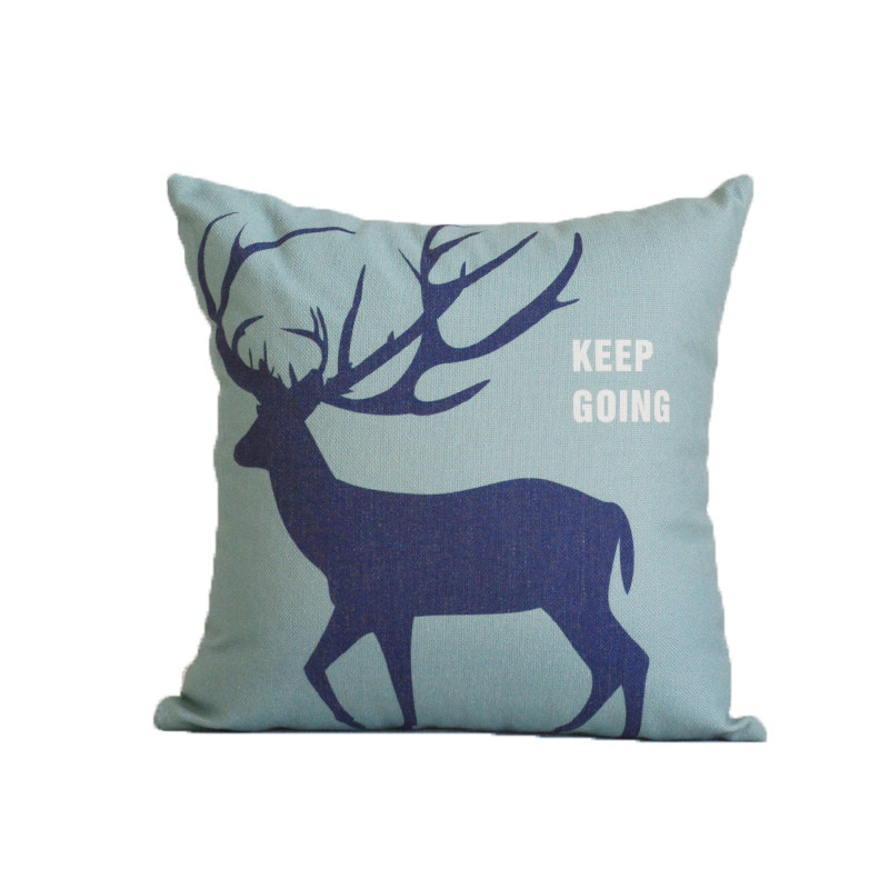 简约北欧麋鹿客厅沙发棉麻抱枕靠垫套办公室靠枕椅子护腰垫方靠枕