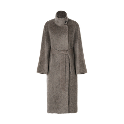 LYNEE【黑标凯利安】秘鲁进口面料 廓形苏力高端羊驼毛大衣外套女