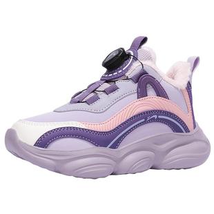 贵人鸟女童鞋加绒大棉鞋冬季2025新款防滑雪地靴时尚旋钮扣运动鞋