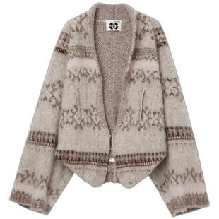 MEDIUM WELL X LOOKNOW2025年秋季新款燕麦绒落肩针织外套女