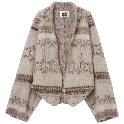 MEDIUM WELL X LOOKNOW2025年秋季新款燕麦绒落肩针织外套女