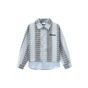 MOMOCO/玛米玛卡男童拼接衬衫2026春季新款中大童韩版时尚童装潮