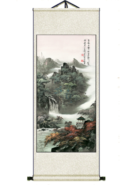 聚宝盆风景客厅办公室竖版字画