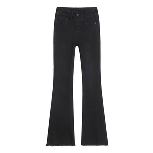 黑色牛仔裤女微喇叭九分2025春秋韩版高腰显瘦修身小个子喇叭加绒