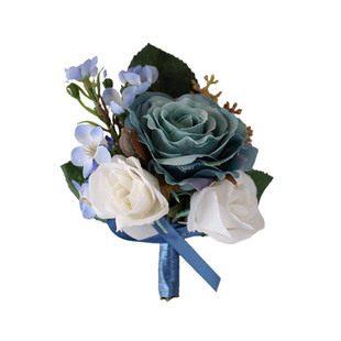 仿真花新娘伴娘婚礼蓝色胸花绢花伴郎婚庆胸针贵宾襟花结婚用品