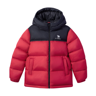 小火山骆驼儿童羽绒服红色保暖外套冬季新款加厚男女童新年战袍
