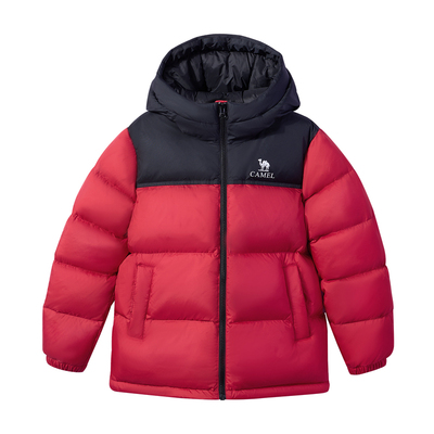 骆驼儿童羽绒服红色冬季保暖加厚