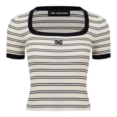 ANN ANDELMAN  春夏新款女士方领横条针织短袖T恤银泰百货 301286