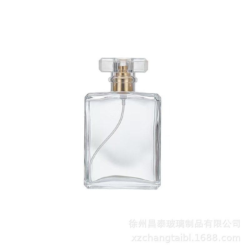 供应30ml 50ml100ml卡口透明玻璃香水瓶封口机器j喷雾瓶亚克力盖