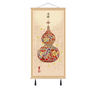 新中式葫芦入户玄关画福禄呈祥客厅沙发背景墙装饰画百福图壁画