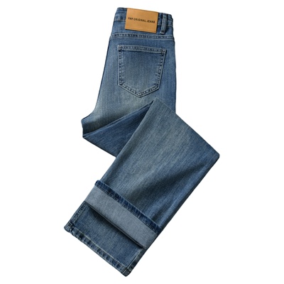 春夏高腰窄版直筒牛仔裤