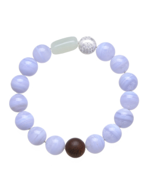 梵灵设计师款沉香玛瑙纯银手链