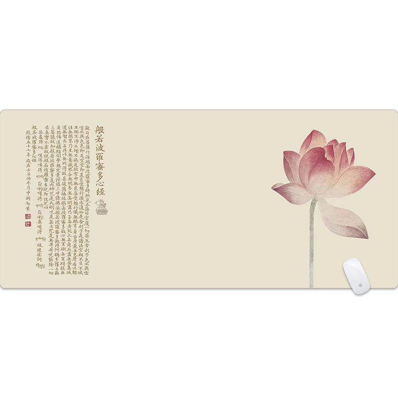 禅意荷花中国风鼠标垫超大水墨画国潮办公桌垫电脑键盘垫锁边定制
