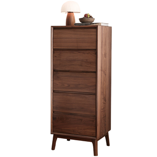 北美黑胡桃木五斗柜卧室收纳柜客厅实木抽屉柜储物柜立柜窄五斗橱