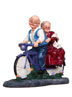 树脂人物结婚老头老太太装饰摆件