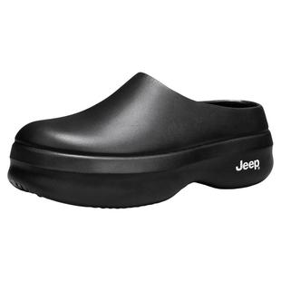 JEEP勃肯厨师鞋男冬外穿2025新款厚底增高运动半拖女包头洞洞拖鞋