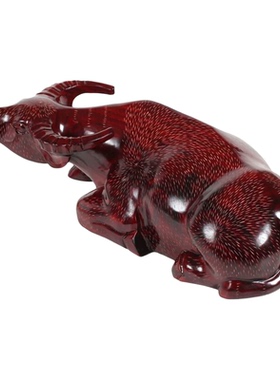 公牛大角水牛黑檀木摆件卧牛