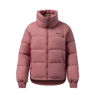 李宁羽绒服女短款2024冬季新款立领宽松鸭绒保暖加厚外套AYMU102