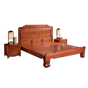 花梨木实木床新中式明清古典1.8米双人大床主卧雕花红木婚床家具
