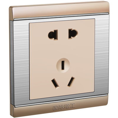 国际电工不锈钢拉丝开关插座面板