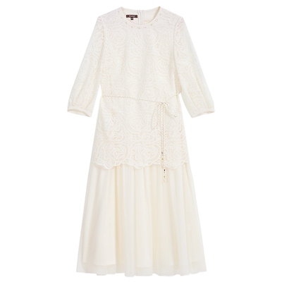 音儿专选蕾丝收腰假两件连衣裙