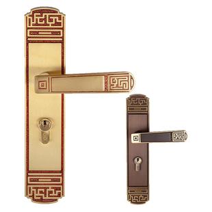 三环新中式黄铜门锁静音房门把手室内卧室实木门全铜执手锁具7953