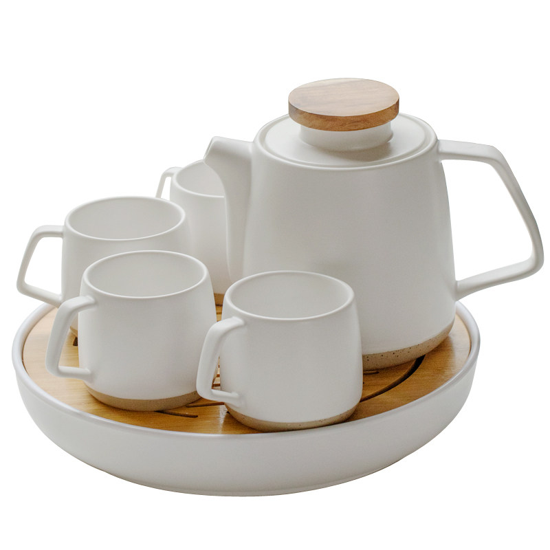 日式茶壶套装大容量家用茶杯泡茶壶酒店水杯待客水壶陶瓷功夫茶具