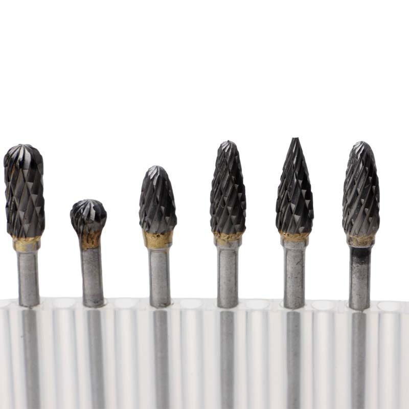 钨钢硬质合金旋转锉 电磨风磨配件单双纹 10pc钨钢打磨头铣刀