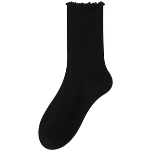 都市丽人袜子女款中筒袜纯棉花边月子袜吸汗透气直筒堆堆袜长筒袜