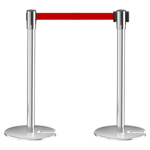 加厚排队护栏伸缩隔离带不锈钢金色黑色一米线栏杆铁皮底座围栏