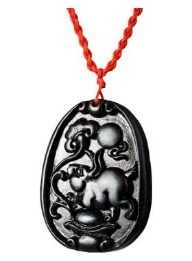 生肖兔吊坠砭石项链