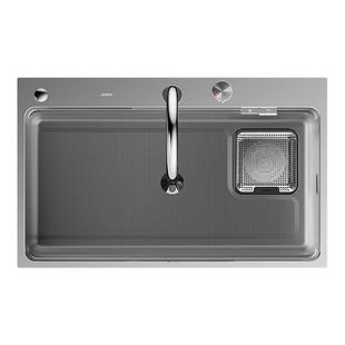 九牧厨房水槽耐刮压纹纳米加厚手工单槽可选带龙头集成飞雨套装