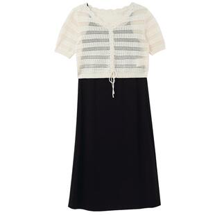 歌莉娅小香风套装女款夏季气质通勤针织吊带连衣裙外搭上衣两件套