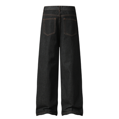 190高个子加长版美式宽松直筒牛仔裤男丹宁原色潮牌阔腿A字长裤子