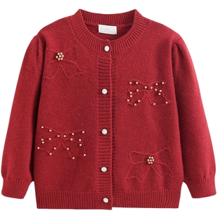 女童连衣裙冬装儿童凸凸裙2026新款洋气女孩年服宝宝公主裙拜年服